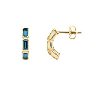 Elongated Topaz Half Hoop Earrings in 9ct Gold