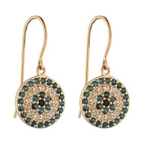 Evil Eye Drop Earrings with Semi-Precious Stones in 9ct Gold