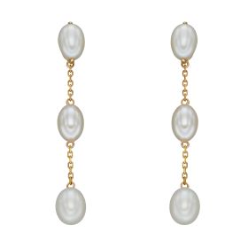 Freshwater Pearl Tier Drop Earrings in 9ct Gold