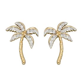 Palm Tree Stud Earrings in 9ct Gold