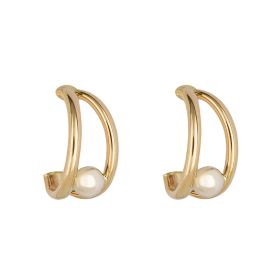 Double Row Arc Stud Earrings in Mixed Metal in 9ct Gold