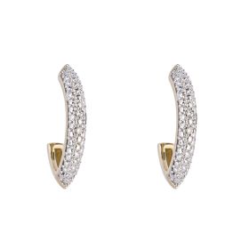 Navette 3/4 Hoop Earrings with Diamonds in 9ct Gold