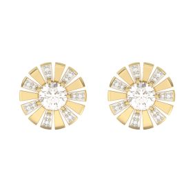 Sunray Earrings with White Topaz and Diamond in 9ct Gold