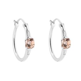 Asscher Cut Morganite Hoop Earrings with Diamond in 9ct Gold