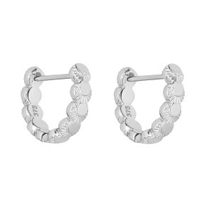 Diamond Cut Crescent Detail Circle Hoop Earrings in 9ct Gold