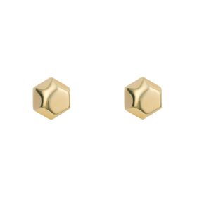 Hexagon Stud Earrings - in 9ct Yellow Gold