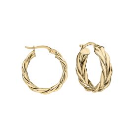 Rope Textured Hoop Earrings in 9ct Gold