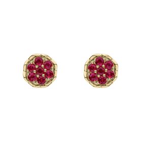 Seven Stone Ruby Cluster Earrings in 9ct Gold