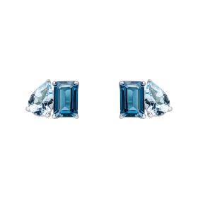 Toi et Moi Blue Topaz Stud Earrings in 9ct Gold