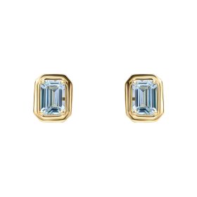 Elongated Octagon Aquamarine Stud Earrings in 9ct Gold