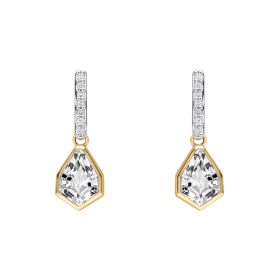 Shield Cut Topaz Drop Earrings in 9ct Gold