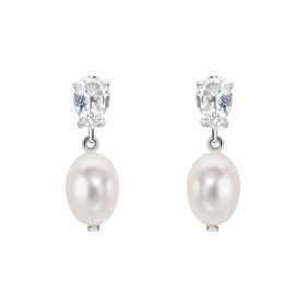 Baroque Pearl and Topaz Drop Earrings in 9ct Gold