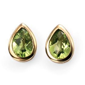 Peridot Teardrop Stud Earrings in 9ct Gold