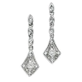 Vintage Drop Earrings with Diamond in 9ct Gold