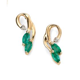 Vine Style Earrings with Emerald in 9ct Gold