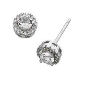 Diamond and White Topaz Stud Earrings in 9ct Gold