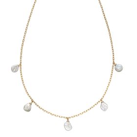 Keshi Pearl Charm Necklace in 9ct Gold