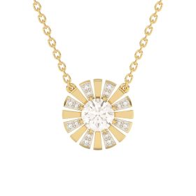 Sunray Necklace with White Topaz and Diamond in 9ct Gold