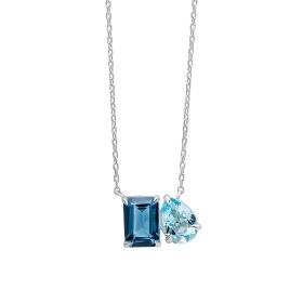 Toi et Moi Blue Topaz Necklace in 9ct Gold