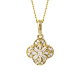 Flower Pendant with Diamond in 9ct Gold 