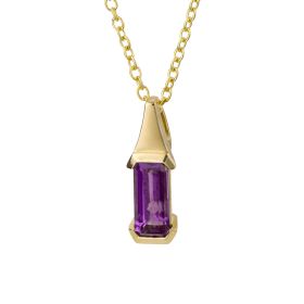 Elongated Purple Amethyst Pendant in 9ct Yellow Gold