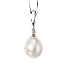 Freshwater Pearl and Diamond Drop Pendant