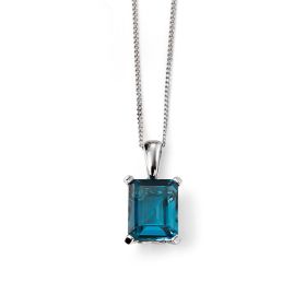 Rectangle London Blue Topaz Pendant in 9ct Gold