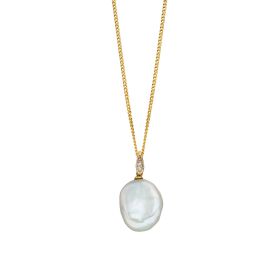 Keshi Pearl Pendant with Diamond Bale in 9ct Gold