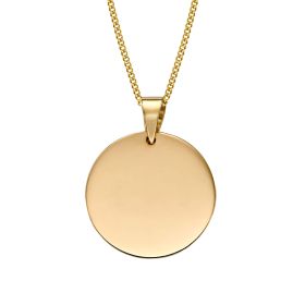 Plain Engravable Disc Pendant in Yellow Gold