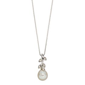 Pearl and Diamond Vine Pendant in 9ct Gold