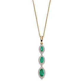 Emerald Marquise Triple Drop Pendant