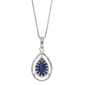 Cut Out Teardrop Pendant with Sapphire