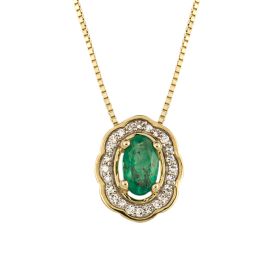 Ornate Emerald and Diamond Pendant in 9ct Gold