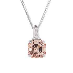 Asscher Cut Morganite Pendant with Diamond Bale in 9ct Gold