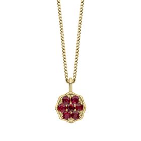 Seven Stone Ruby Cluster Pendant in 9ct Gold