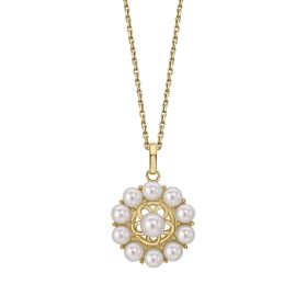 Floral Freshwater Pearl Pendant in 9ct Gold