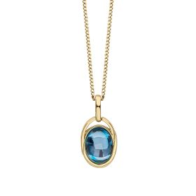 London Blue Topaz Cabochon Pendant in 9ct Gold