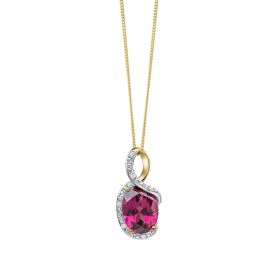 Elegant Twist Garnet Pendant in 9ct Gold