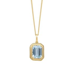 Elongated Octagon Aquamarine Pendant in 9ct Gold