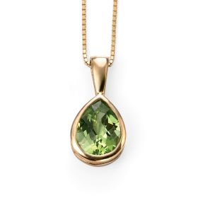 Peridot Teardrop Pendant in 9ct Gold