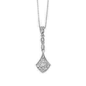 Vintage Drop Pendant with Diamond in 9ct Gold