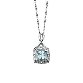 Aquamarine Twist Pendant with Diamond Surround