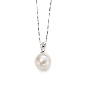 Freshwater Pearl Pendant with Diamond Bale in 9ct Gold