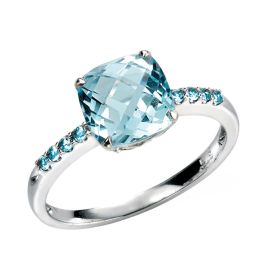 Sky Blue Topaz Solitaire Ring with Blue Topaz Shoulders-52