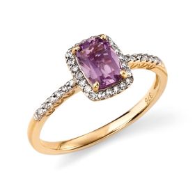 Cushion Cut Purple Amethyst Ring with Diamond-52