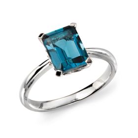 Rectangle London Blue Topaz Ring-52