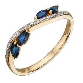 Blue Sapphire and Diamond Marquise Ring-56