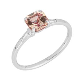 Asscher Cut Morganite Ring with Trapeze Cut Diamond Shoulders-52