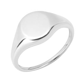 Bevelled Edge Signet Ring in White Gold -54