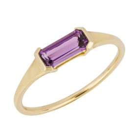 Elongated Purple Amethyst Ring in 9ct Yellow Gold